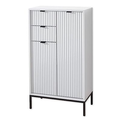 Stella Trading LUCERA-Comò da Bagno con Ampio Spazio di archiviazione, Colore: Bianco Opaco, Metallo Legno plastica, Kommode