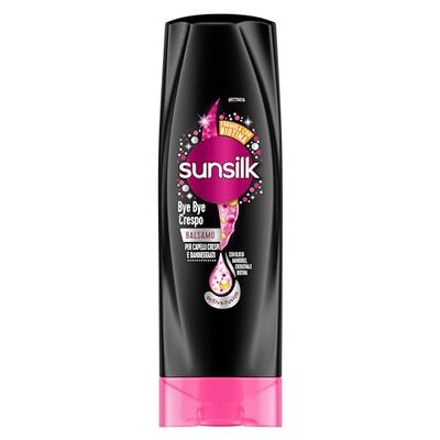 Sunsilk, Balsamo Bye Bye Crespo, Balsamo per Capelli Crespi, Dona Capelli Morbidi, Visibilmente Sani e Luminosi, Formula Active Fusion Arricchita con Olio di Macadamia, Elastina e Biotina, 350 ml