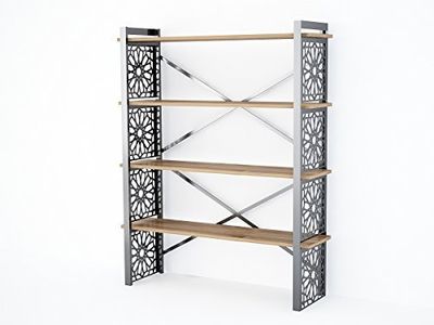 moebel17 5076 Sultan Étagère Murale Étagère de Rangement pour Salon en Noyer, avec Pieds en métal, Bois, Grand Espace de Rangement, 120 x 148,5 x 35 cm