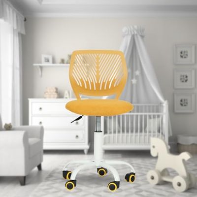 FurnitureR Chaise de Bureau Polyvalente pour Enfants, Chaise de Travail sans Accoudoirs à Hauteur Réglable, Chaise d'Étude Pivotante Colorée pour L'école et Le Bureau à Domicile, Jaune