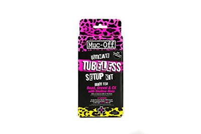 Muc-Off Kit Tubeless Completo per Biciclette Tubeless Ready, Strada / Ghiaia / CX 44 mm - Include Nastro Tubeless, Pezze Riparazione Tubeless, Valvole Tubeless e Liquido Tubeless