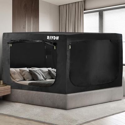 RIYDH Bedtent, kingsize bed, luifeltenten voor volwassenen, draagbare droomtent voor binnen, 70% verduistering, met 3 deuren, ademende tenten voor privéruimte