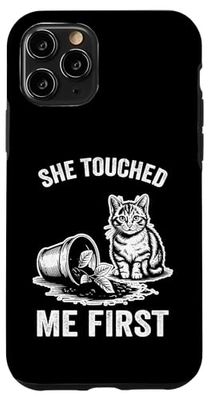 She Touched Me First Cat Plant Kitten Plants Amoureux des chats Coque pour iPhone 11 Pro