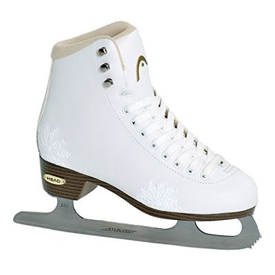 HEAD Amber-kunstschaatsen voor dames, met roestvrijstalen glijders, sneeuwvlokkendesign, ideaal voor beginners, wit