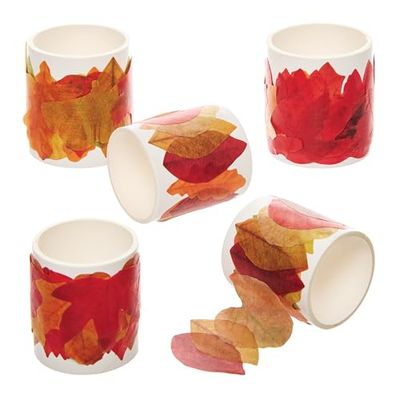 Baker Ross FN301 Autumn Leaves Self-Adhesive Paper Craft Tapes - Pack of 5, Autumn Arts and Crafts Supplies