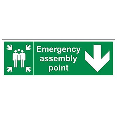 VSafety "Emergency Assembly Point Arrow Down" teken, pakket van 3)