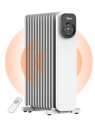 Midea NY2311-24UR Olieradiator, mobiele elektrische verwarming, 11 ribben met afstandsbediening en led-touchscreen, elektrische verwarming met thermostaat, 4 modi, oververhittingskantelbeveiliging,