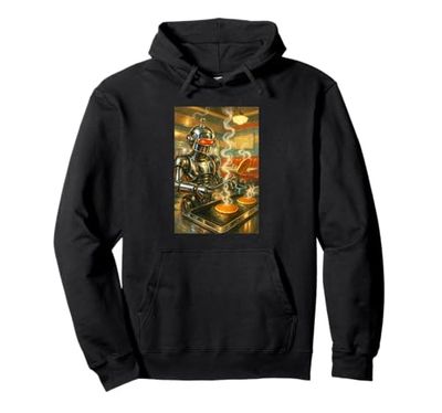 Robot Making Pancakes Artwork Pullover Hoodie