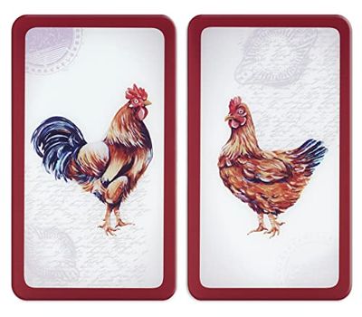 Maximex Cubierta de cocina Universal Hacienda - juego de 2 piezas para todos los tipos de cocinas, Vidrio endurecido, 30 x 1.8-5.5 x 52 cm, Multicolor