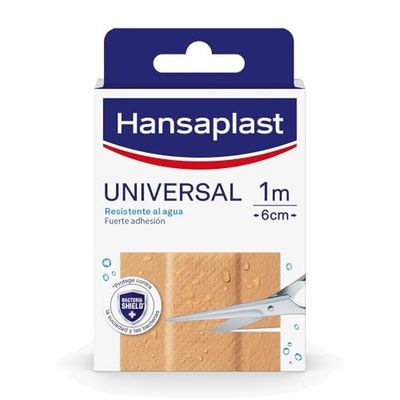 Hansaplast Tira universal de curativo adesivo impermeável, ligadura auto-adesiva forte e respirável, fita adesiva para ferimentos menores, recortável, 1 tira de 10 x 6 cm