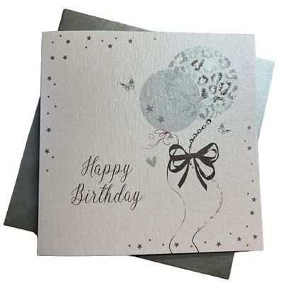 white cotton cards Cartão de feliz aniversário feito à mão, branco, WB234, 16 cm x 16 cm