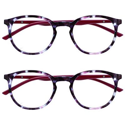 OPULIZE Met 2 Pacco Blocco Luce Blu Occhiali Da Lettura Computer Gioco Porpora Rosso Ciliegia Uomo Donna BB60-5 +2,50