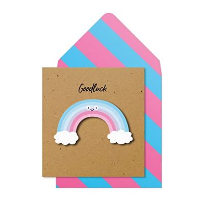 Tache Good Luck Rainbow Motivational 3D Greeting Card. Premium Handmade FSC® Certified Greeting Card With Envelope. For Him Her Colleagues Wife Husband Sister Brother Daughter Son Mum Dad