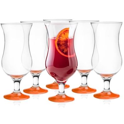 Glasmark Krosno glas cocktailglas set longdrink cocktail gin öl vatten longdrinkglas cocktailglas dricksglas vattenglas glas smoothie dessert diskmaskinssäker orange 6 x 420 ml
