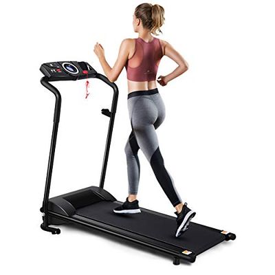 COSTWAY Elektrische loopband met 2 trainingsmodi en 12 programma's, 1-10 km/u, lcd-display, inklapbaar en rolbaar, tot 100 kg belastbaar, inclusief veiligheidssleutel, fitnessapparaat voor thuis en op
