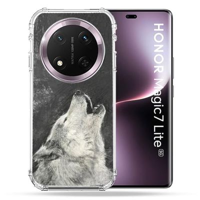 Cokitec Custodia rinforzata per Honor Magic 7 Lite 5G Animal Lup Hurling