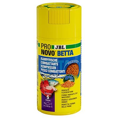 JBL PRONOVO BETTA GRANO, Aliment de Base pour Poissons Combattants de 3-10 cm, Granulés pour Poissons, Doseur à clic, taille S, 100 ml