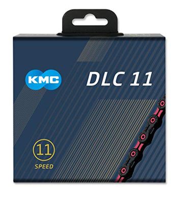 KMC Chain DLC 11 Black/pink, Diamond Like Coating, slotted inner and outer plates and hollow pins 11 speed