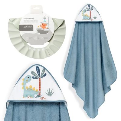 Interbaby - Mantello da bagno per bambini + berretto regolabile | Asciugamano con cappuccio 100% cotone, unisex, morbido, asciugatura rapida, ideale per neonati, neonati e bambini piccoli, design