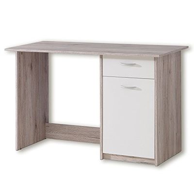 FORTE Net 106 bureau met 1 deur en 1 lade, houtmateriaal, zandeiken decor gecombineerd met wit, B x H x D: 123 x 77,7 x 50 cm