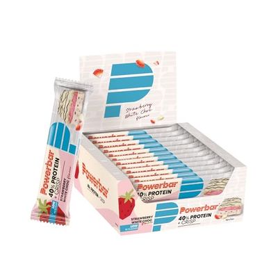 Power Barr 40% Protein Plus Crisp Strawberry White Choc 12x40g - High Protein Low Sugar Bar