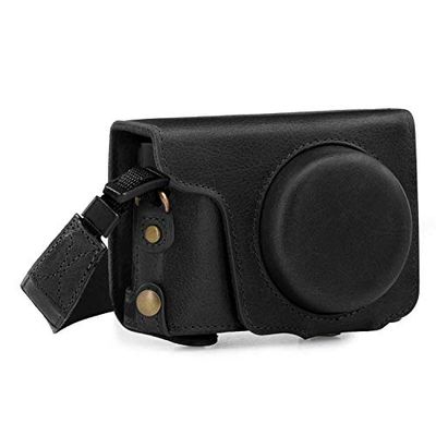 MegaGear Ever Ready - Capa para Panasonic Lumix DC-ZS200/TZ200 (de couro genuíno, com correia) cor preta