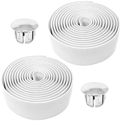 cyclingcolors 2 x fietsstuurband van schuimrubber, comfortabel, EVA, zelfklevend, verchroomd, voor wegen, fixie, singlespeed, wit