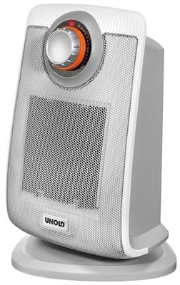 Unold 86440 keramische ventilatorkachel, wit, tot 2000 watt, ventilatorfunctie, 4-traps thermostaat, 75° oscillerend, licht en stil, oververhittingsbeveiliging, draaggreep, IP21 druppelwaterdicht