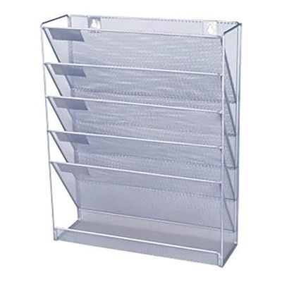 2 UR DOOR Mesh Wall Literature Holder - Organizer for Magazines, Brochures, and Documents, Durable Design, Easy Installation - A4 Paper Capacity - Home and Office Storage 405 X 325 X 105 mm (Silver)