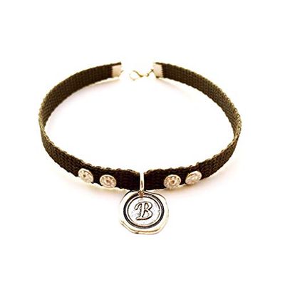Collare collana di gioielli personalizzati per; Gatto Cane Animali domestici con un medaglione iniziale B (lettere a scelta)