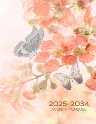 Agenda Mensuel 2025-2034: 10 ans Du 1 janvier 2025 jusqu'a le 31 Décember 2034