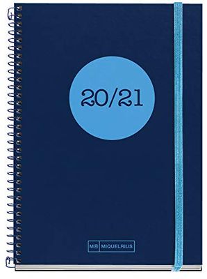 Agenda scolaire en polypropylène Plus de spirale 155 x 213 mm semainier 2020 Classic Topo Miquelrius Bleu catalan