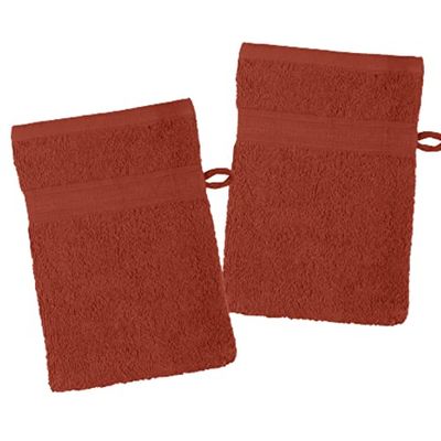 Stof - Set of 2 Wash Mitts - Size 15 x 21 cm - 100% Organic Cotton - Terracotta - Lagoon Model - Bath Linen - Soft Oeko Tex Certified