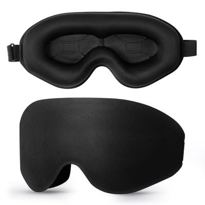 Blendura Slaapmasker, 100% lichtdicht, 3D, superzacht, comfortabel, verstelbare oogschelp, zwart, 3D