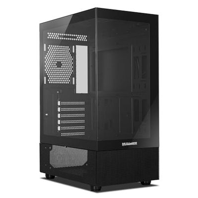 NOX XTREME PRODUCTS Hummer Vision Black - Semitower ATX, M-ATX, Tempered Glass Side and Front Panel, Space for 5 Fans, Compatible with Graphics Cards up to 300 mm, USB 3.0, Black