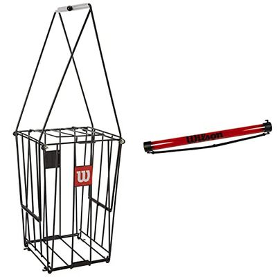 Wilson WRZ323700, Cestino Raccogli Acciaio, Fino a 75 Palline Unisex – Adulto, Nero, Taglia Unica & WRZ323800, Tubo Raccogli Palline, Contiene Fino a 18 Pezzi Unisex – Adulto, Rosso, Taglia Unica