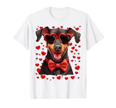 Dobermann - Occhiali da sole a forma di cuore con papillon Maglietta