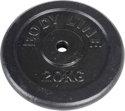 20 kg gjutjärnskiva för skivstång, hantel och tyngdlyftningsträning - diameter 25 mm - för gym, fitness, hemträning