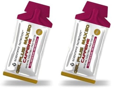 Scientiffic Nutrition - Gel Plus Max, Gel Energético con Carbohidratos con Cafeina, con un Ratio 1:0,8 de Maltodextrina - Fructosa Absorviendo más Carbohidratos - Sabor Frutos Rojos, 70g