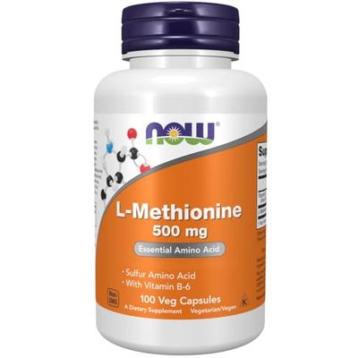 Now Foods, L-Methionine, 500mg, 100 Capsules, Lab-Tested, Amino Acid, Vitamin B6, Gluten Free, Soy Free, Non-GMO