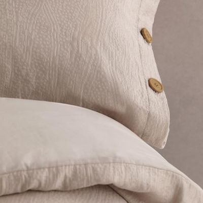 Dúo de funda nórdica de algodón Dunes natural - Cama de 135/140 cm - Cierre con botones