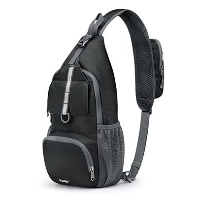 G4Free Lichtgewicht Sling Schoudertas Opvouwbare Borst Crossbody Rugzak Pack Dagrugzak voor Outdoor Fietsen Reizen Wandelen Mannen Vrouwen, Zwart