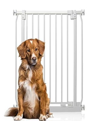 Bettacare Extra Tall Elite Narrow Dog Gate, 65.5cm - 74.5cm, Matt White, Extra Tall 96.8cm in Height, Narrow Pressure Fit Pet Gate for Dog and Puppy, Pet and Dog Barrier, Easy Installation