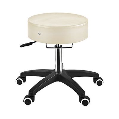 Master Massage Glider - Taburete Giratorio Redondo ergonómico Ajustable con Ruedas hidráulicas para peluquería, Silla Dental, Taburete de Oficina en casa, Color Crema