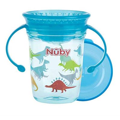 Nûby - Taza mágica de tritan 360 con asas-Aqua-240ml-6M