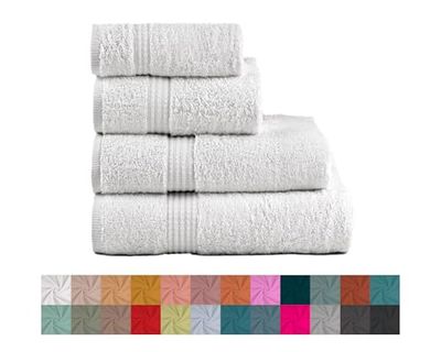TRAMAS+ Juego de Toallas Premium 700gr de 4 Piezas, 100% Algodón, 2 Toallas de Mano 50x100 cm y 2 Toallas de baño de 70x140cm, Extra Suaves, Secado Rápido, Alta Absorción - Blanco