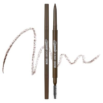 Peripera Speedy Skinny Brow Eyeliner - Long Lasting Super Slim Smudge Proof - Natural Brown - 1.5mm