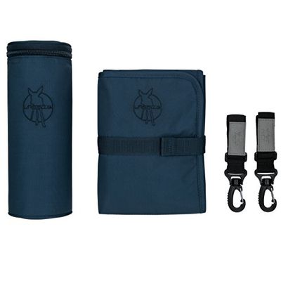 Lassig Glam Collection Signature Bag Accessoires inclusief geïsoleerde flessenhouder, Wipeale aankleedmat en wandelwagen haken, marine