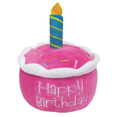 FouFou Dog 87310 Birthday Cake Plush - roze hondenspeelgoed, 300 g