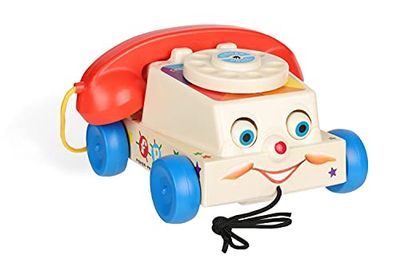Fisher Price Clásicos - 1694 Teléfono parlanchín de Juguete, Juguete Retro de bebé para Arrastrar, teléfono para niños en Edad de Aprender a Andar, Juguetes Retro de a Partir de 1 año